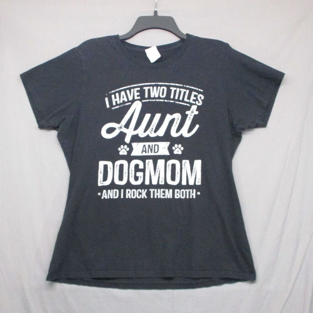Port & Company Dog Aunt Graphic Print T-Shirt Black Women Size | XL